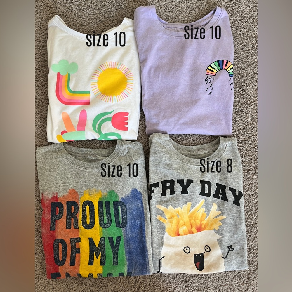 Bundle of 4! Kids Graphic Tees for sale! - Size L (10/12) and Size M(8)